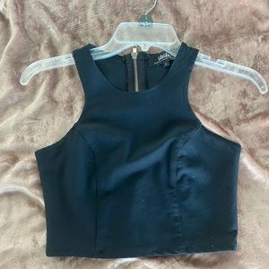 Lulus structured zip back crop top black size small
